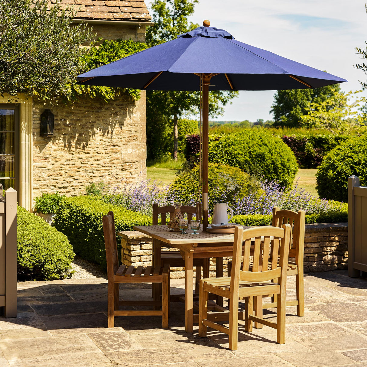 Parasol Teak 3m Blue