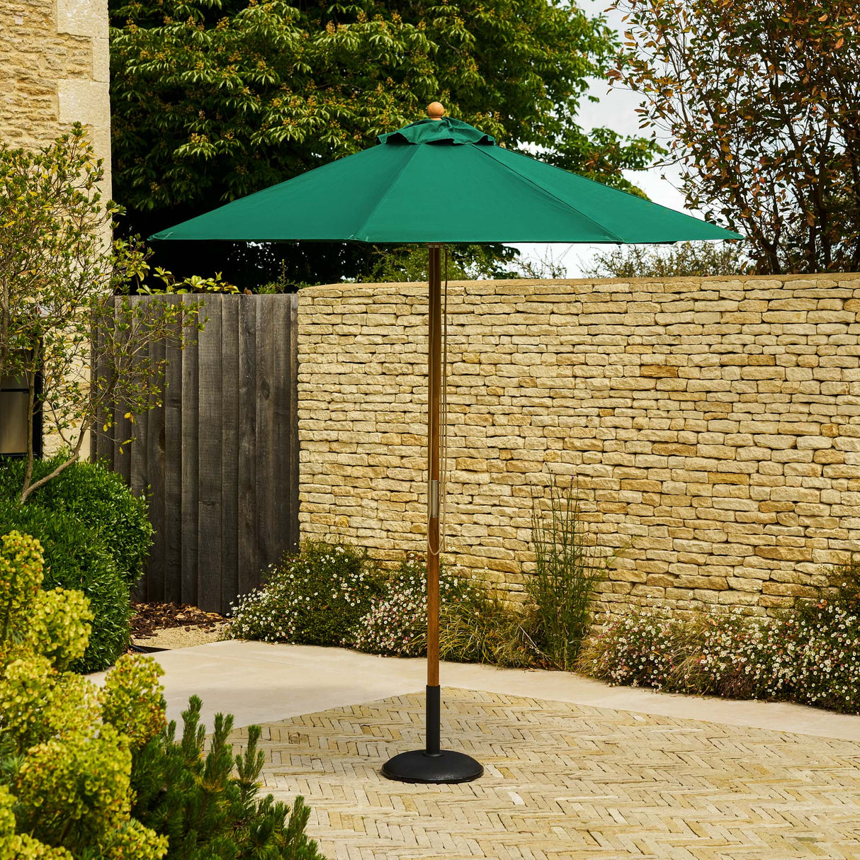 Parasol Solid Wood 2.5m Green