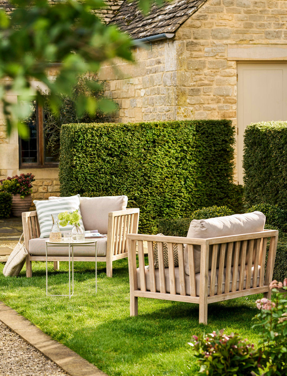 Porthallow Armchairs - Acacia Wood, Natural, Set of 2