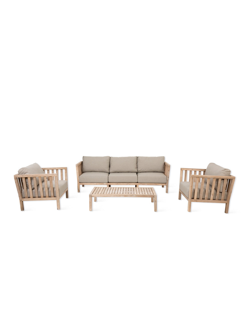 Porthallow 3 Seater Sofa Set - Acacia Wood, Natural