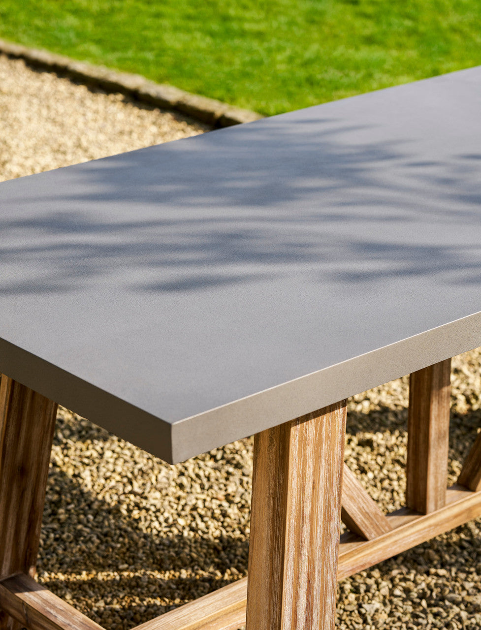Chilford Dining Table - Acacia Wood & Polystone, Grey, Small