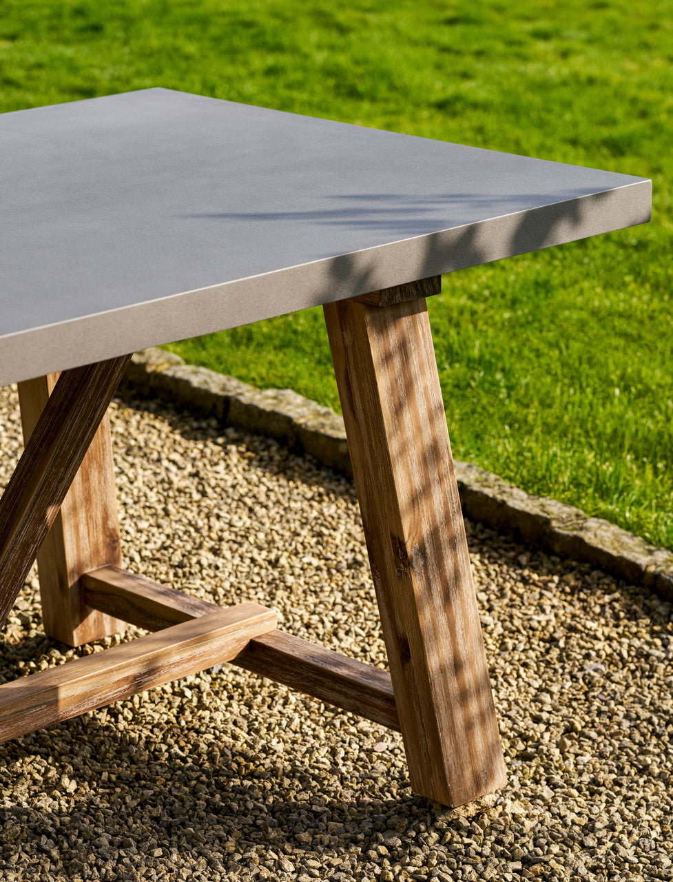 Chilford Dining Table - Acacia Wood & Polystone, Grey, Small