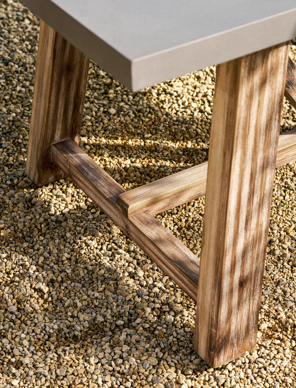 Chilford Dining Table - Acacia Wood & Polystone, Grey, Small