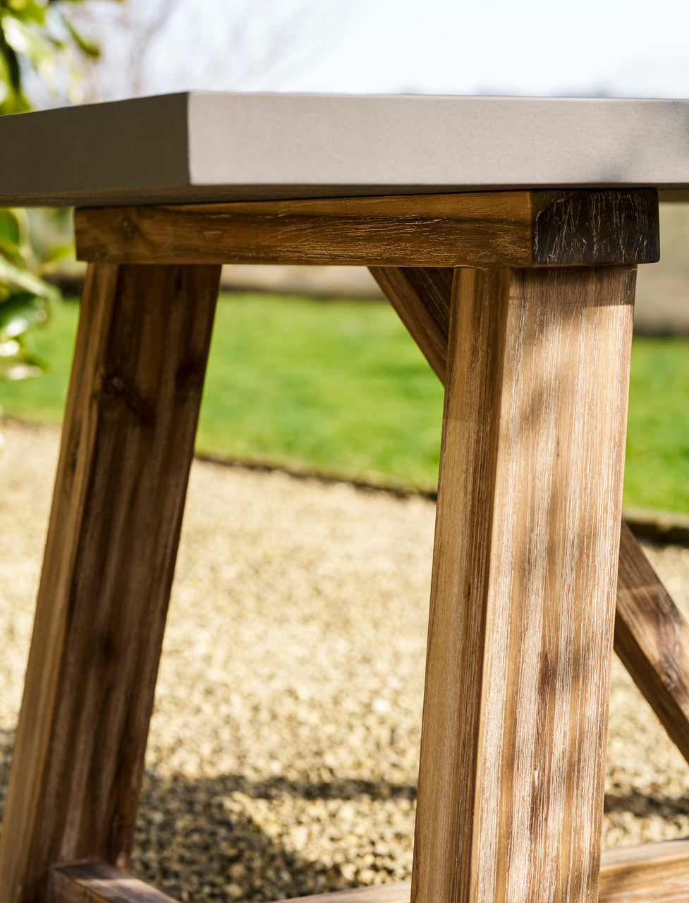 Chilford Dining Table - Acacia Wood & Polystone, Grey, Small