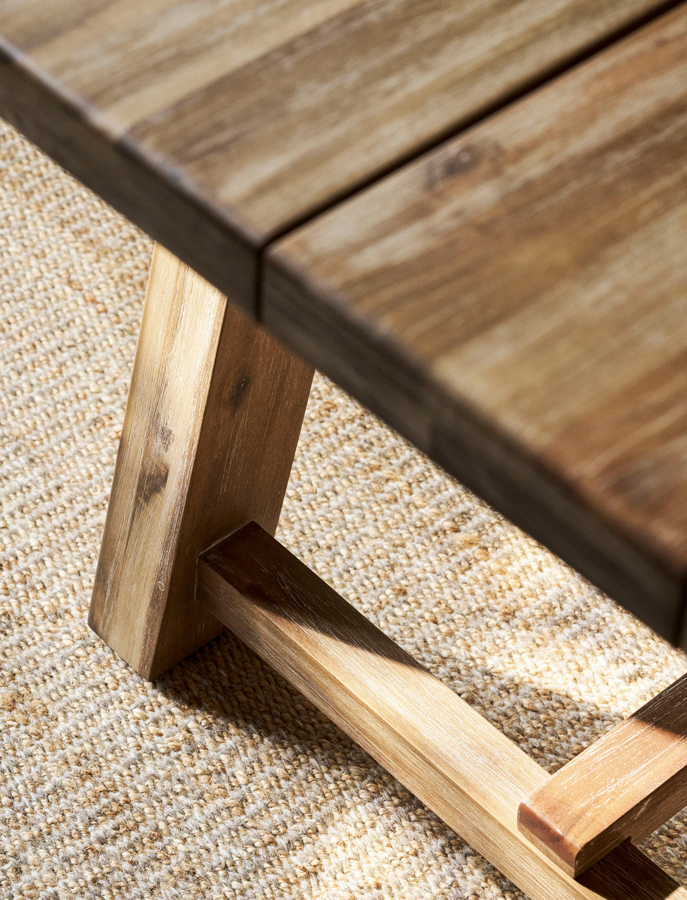 Chilford Solid Table & Bench Set - Acacia Wood, Natural, Small