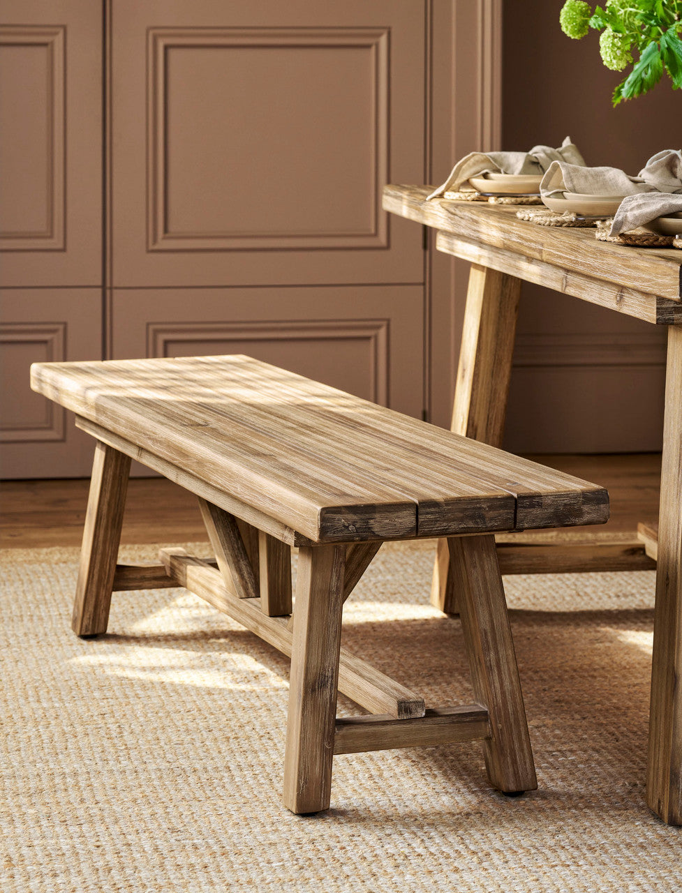 Chilford Solid Bench - Acacia Wood, Natural, Small