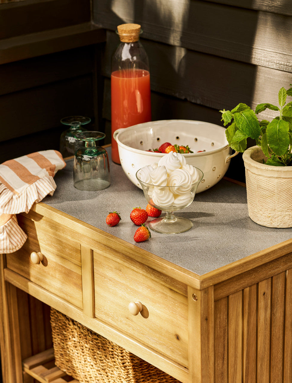 Stonesfield Outdoor Storage Two Shelves - Acacia Wood, Natural