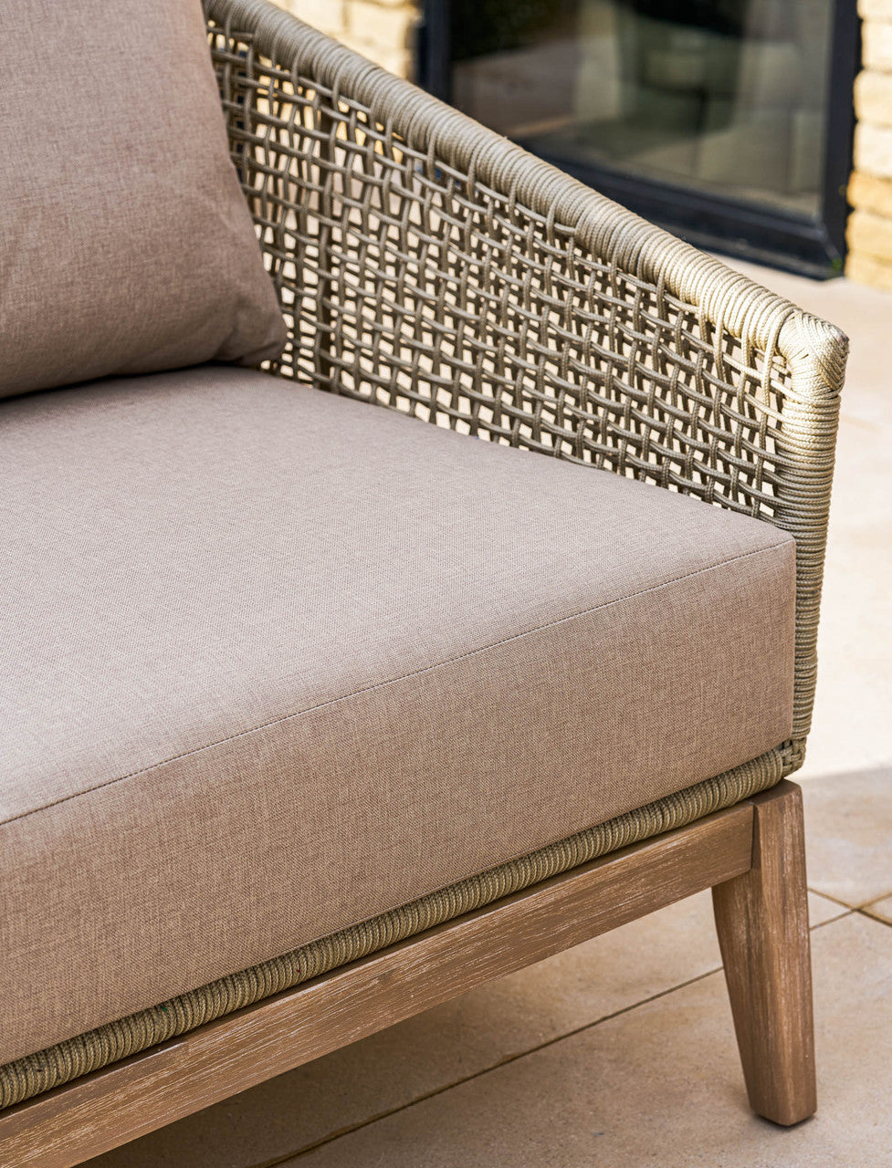 Lynton 3 Seater Sofa - Acacia Wood, Grey