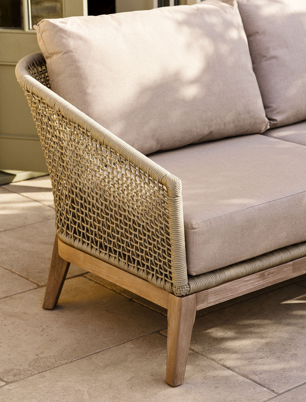Lynton 2 Seater Sofa - Acacia Wood, Grey