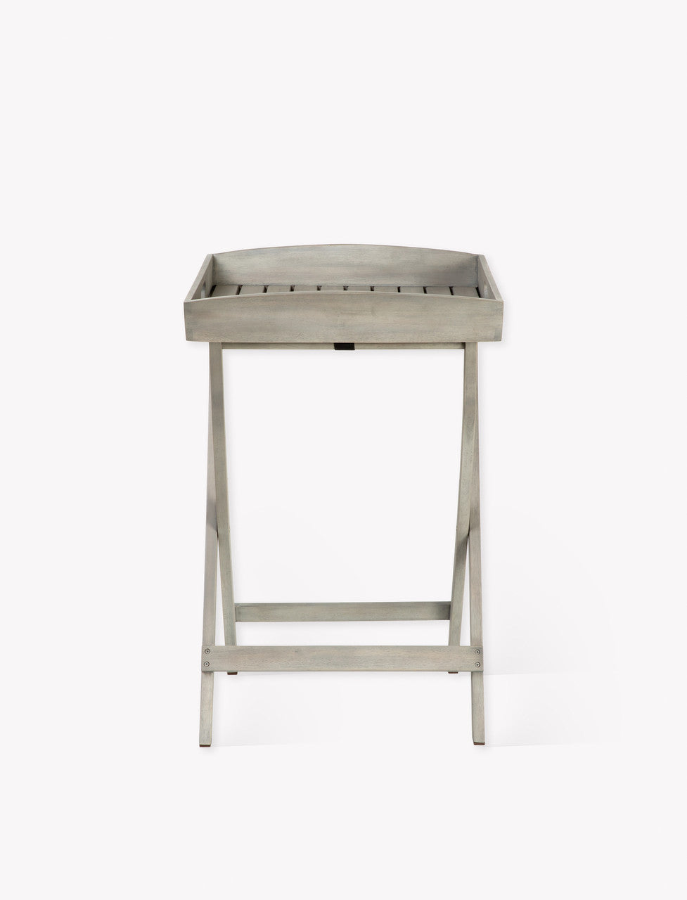 Letcombe Butlers Tray & Stand - Acacia Wood, Whitewash