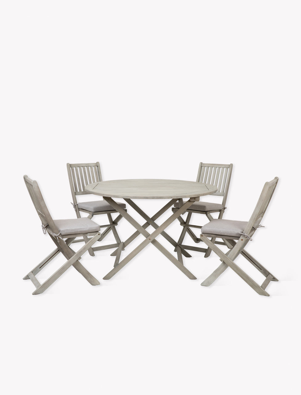 Letcombe 4 Seater Dining Set - Acacia Wood, Whitewash