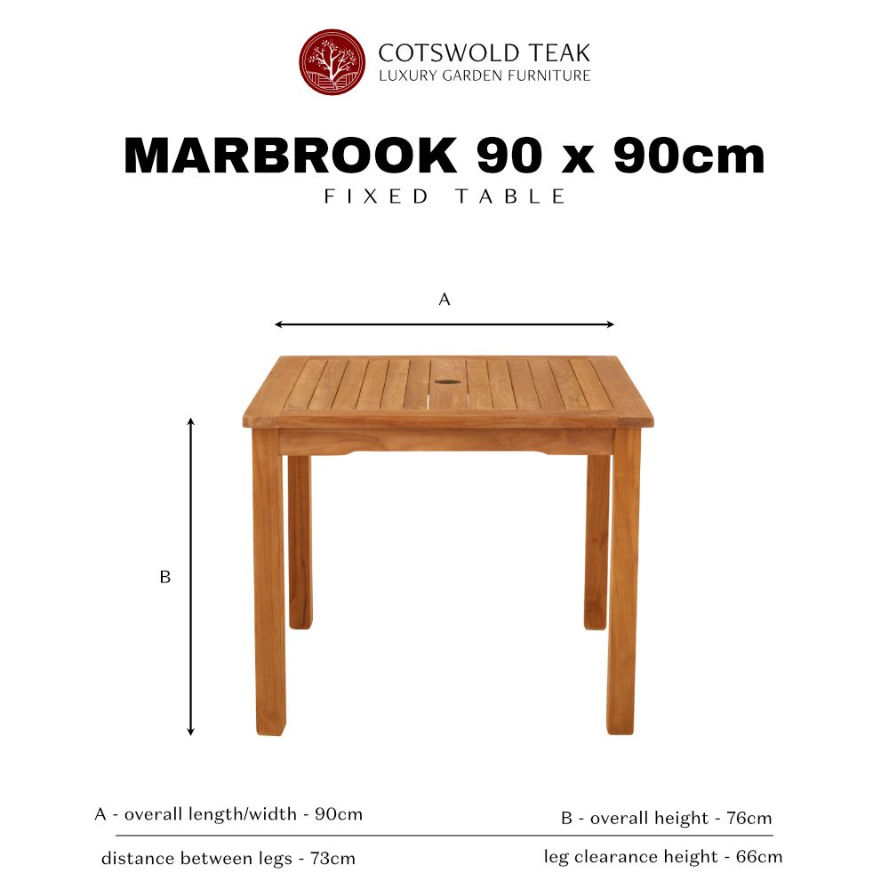 Marbrook Teak Table 90cm x 90cm & 4 Grisdale Side Chairs