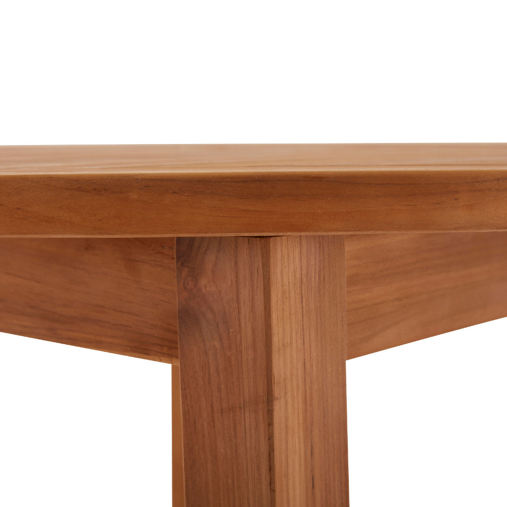 Churn Teak Round Table 100cm & 2 Henley Stacking Armchairs