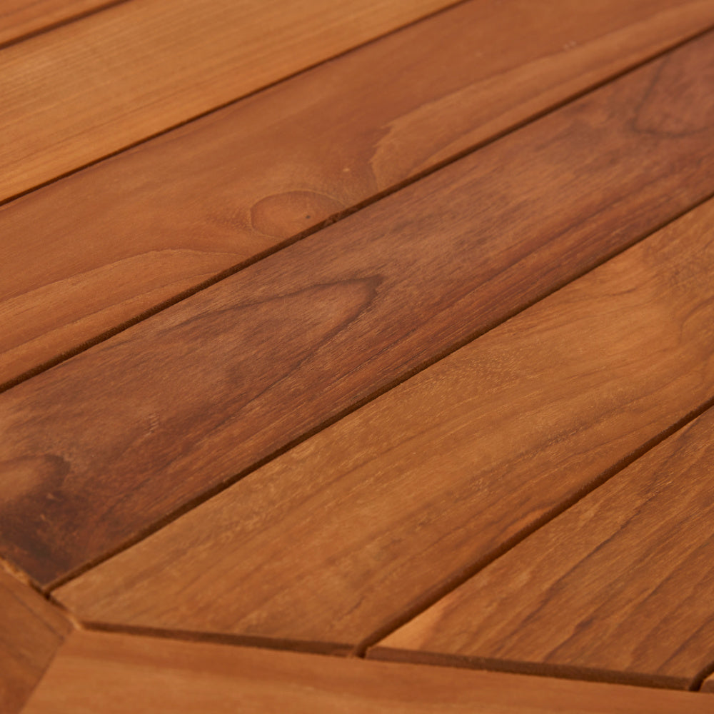 Churn Teak Round Table 100cm & 2 Henley Stacking Armchairs