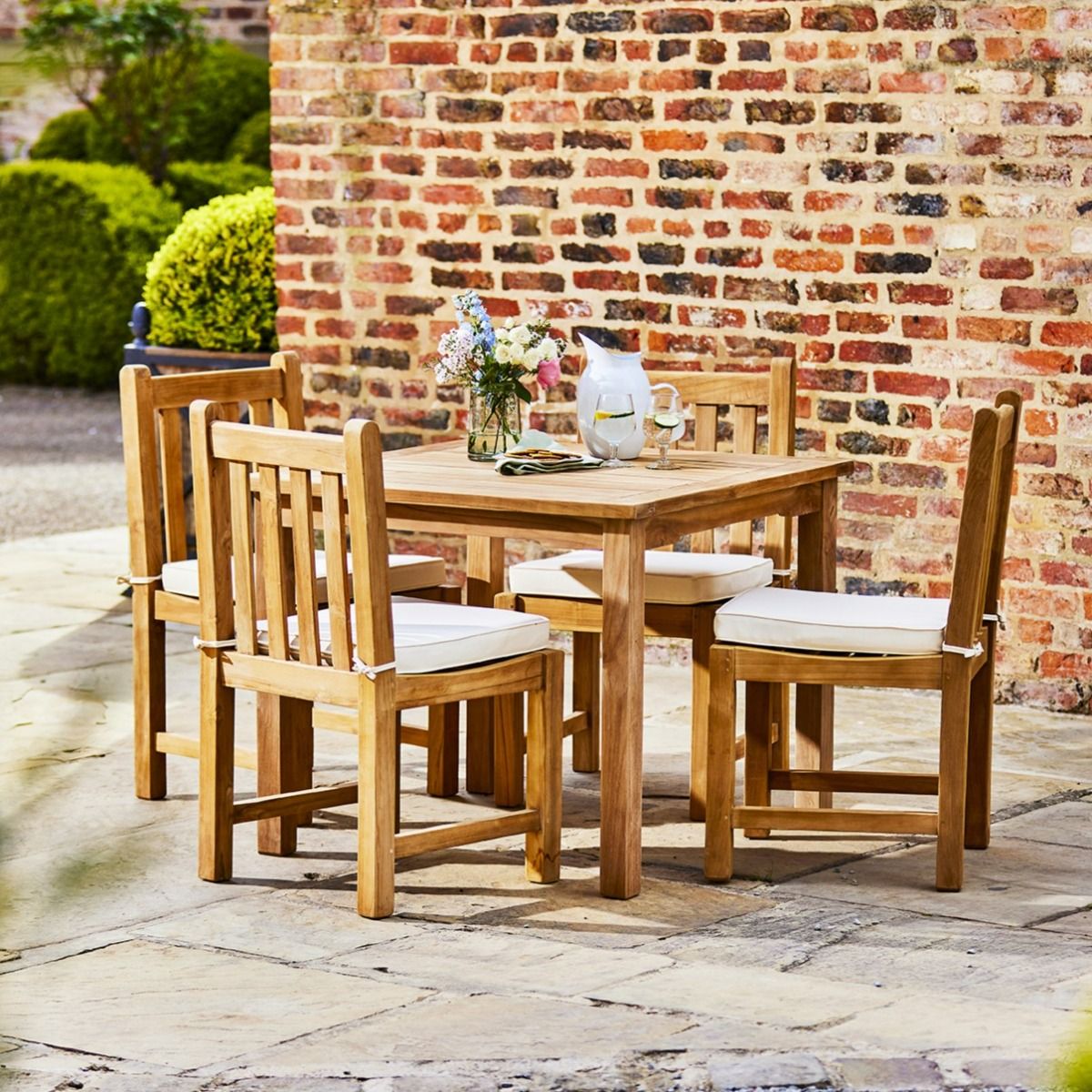 Marbrook Teak Table 90cm x 90cm & 4 Grisdale Side Chairs