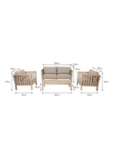 Porthallow 2 Seater Sofa Set - Acacia Wood, Natural