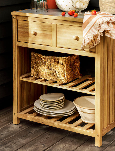 Stonesfield Outdoor Storage Two Shelves - Acacia Wood, Natural