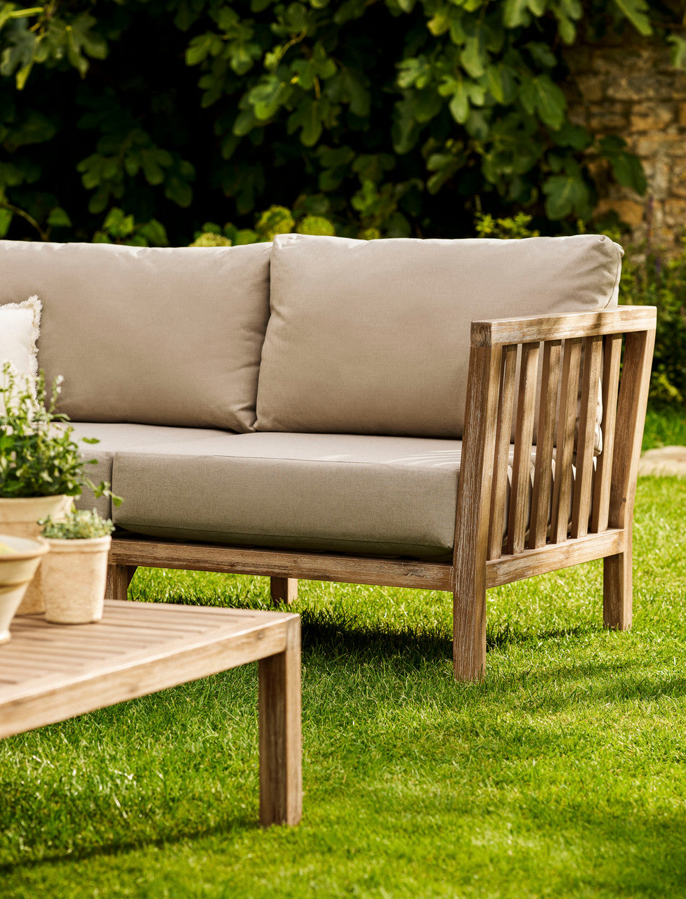 Porthallow Corner Sofa Set - Acacia Wood, Dark Natural