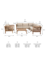 Porthallow Corner Sofa Set - Acacia Wood, Dark Natural