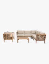 Porthallow Corner Sofa Set - Acacia Wood, Dark Natural
