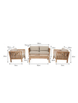 Porthallow 2 Seater Sofa Set - Acacia Wood, Dark Natural