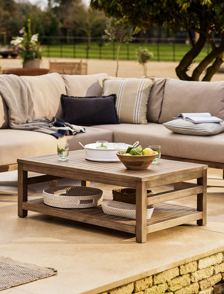 Sandridge Corner Sofa Set - Acacia Wood, Dark Natural