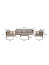 Porthallow 3 Seater Sofa Set - Acacia Wood, Natural