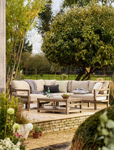 Sandridge Corner Sofa Set - Acacia Wood, Dark Natural