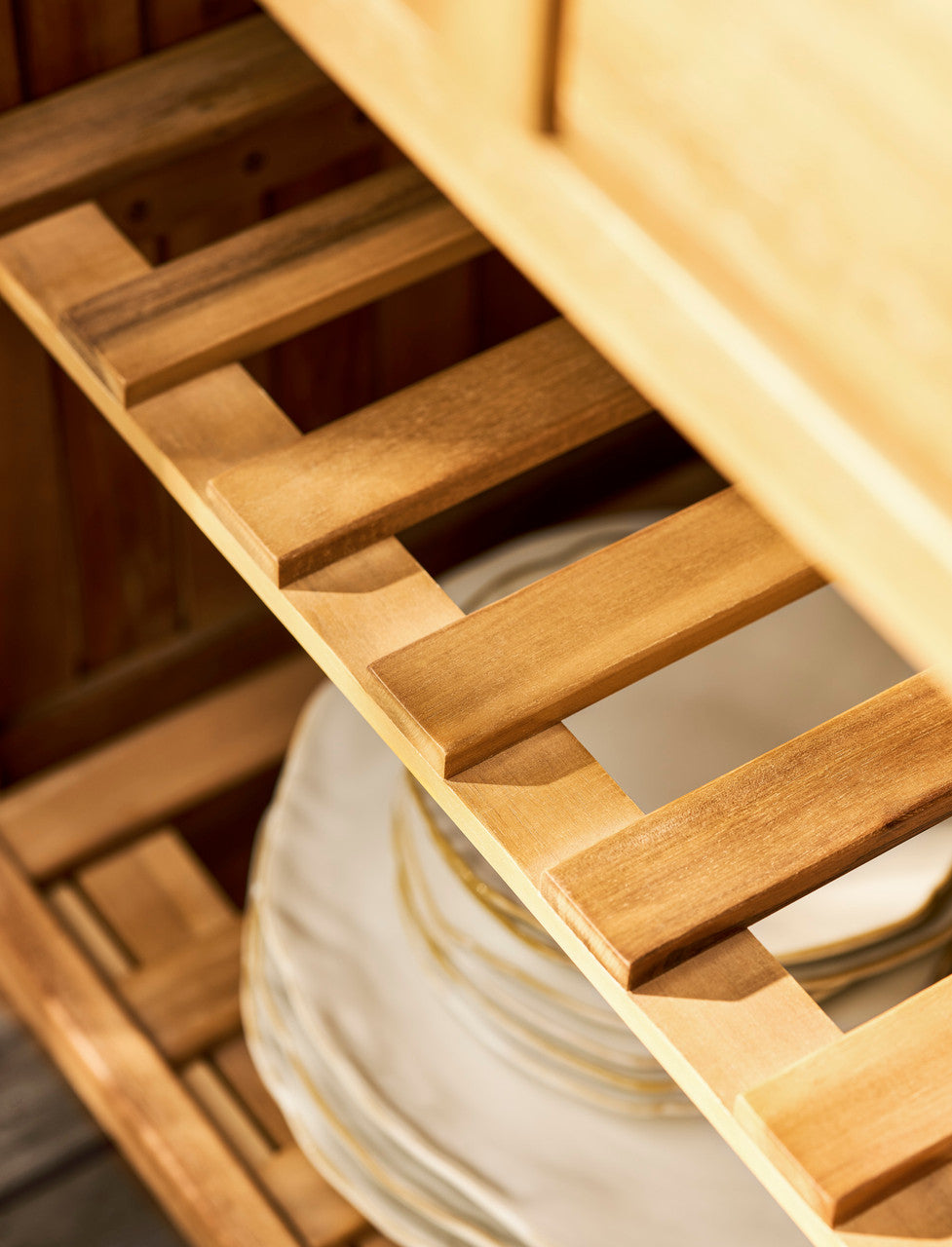 Stonesfield Outdoor Storage Two Shelves - Acacia Wood, Natural