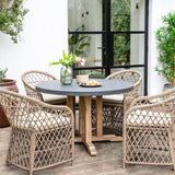 Burcot Round Dining Table Slate Grey - Acacia Wood & Polystone, Medium