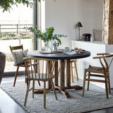 Burcot Round Dining Table Slate Grey - Acacia Wood & Polystone, Medium