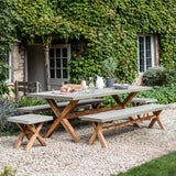 Burford Bench Grey - Acacia Wood & Polystone, Natural, Large