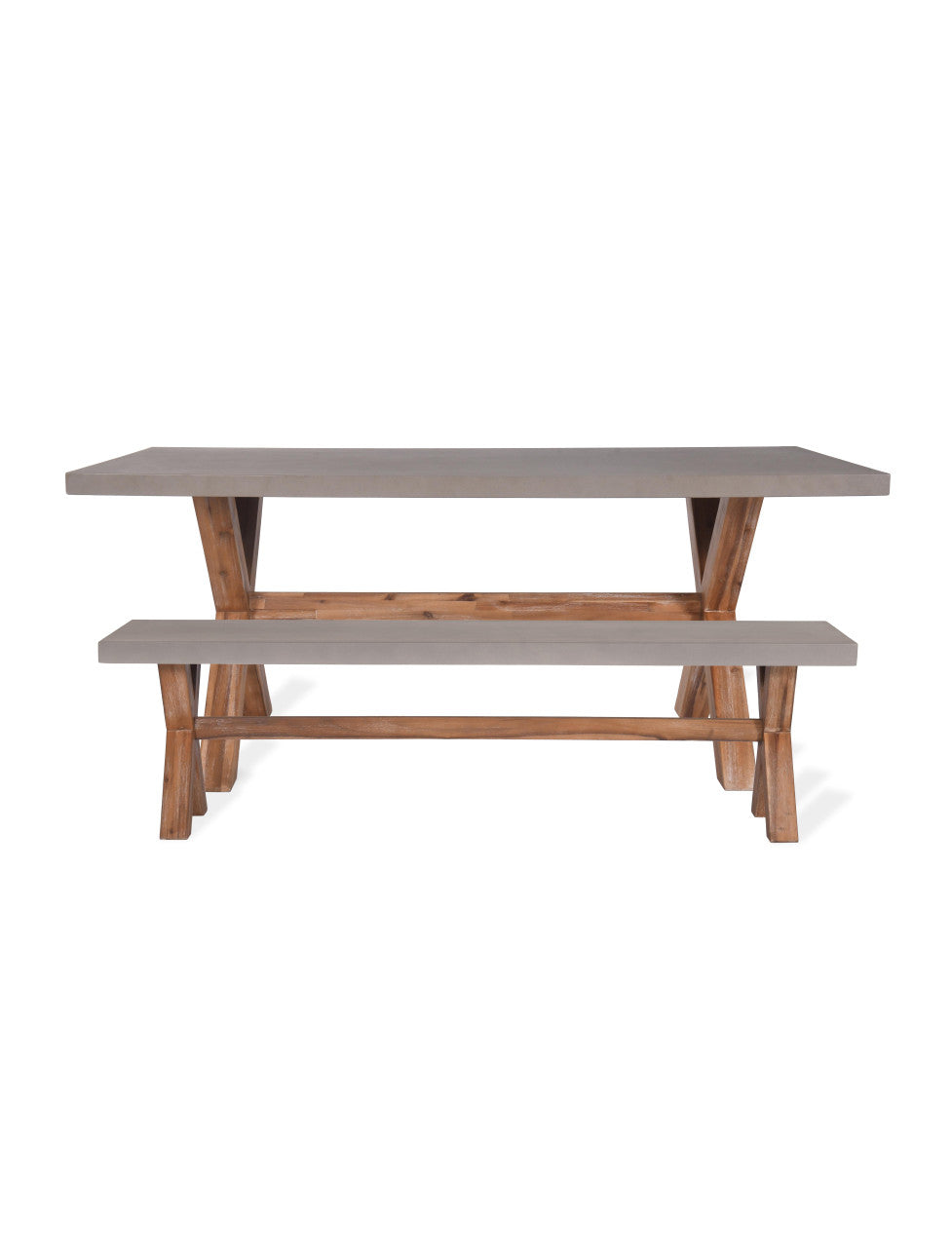 Burford Table & Bench Set - Acacia Wood & Polystone, Natural, Small