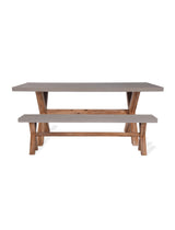 Burford Table & Bench Set - Acacia Wood & Polystone, Natural, Small