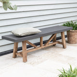Chilford Bench - Acacia Wood & Polystone, Grey, Large