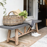 Chilford Bench - Acacia Wood & Polystone, Grey, Small