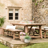 Chilford Solid Table & Bench Set - Acacia Wood, Natural, Large
