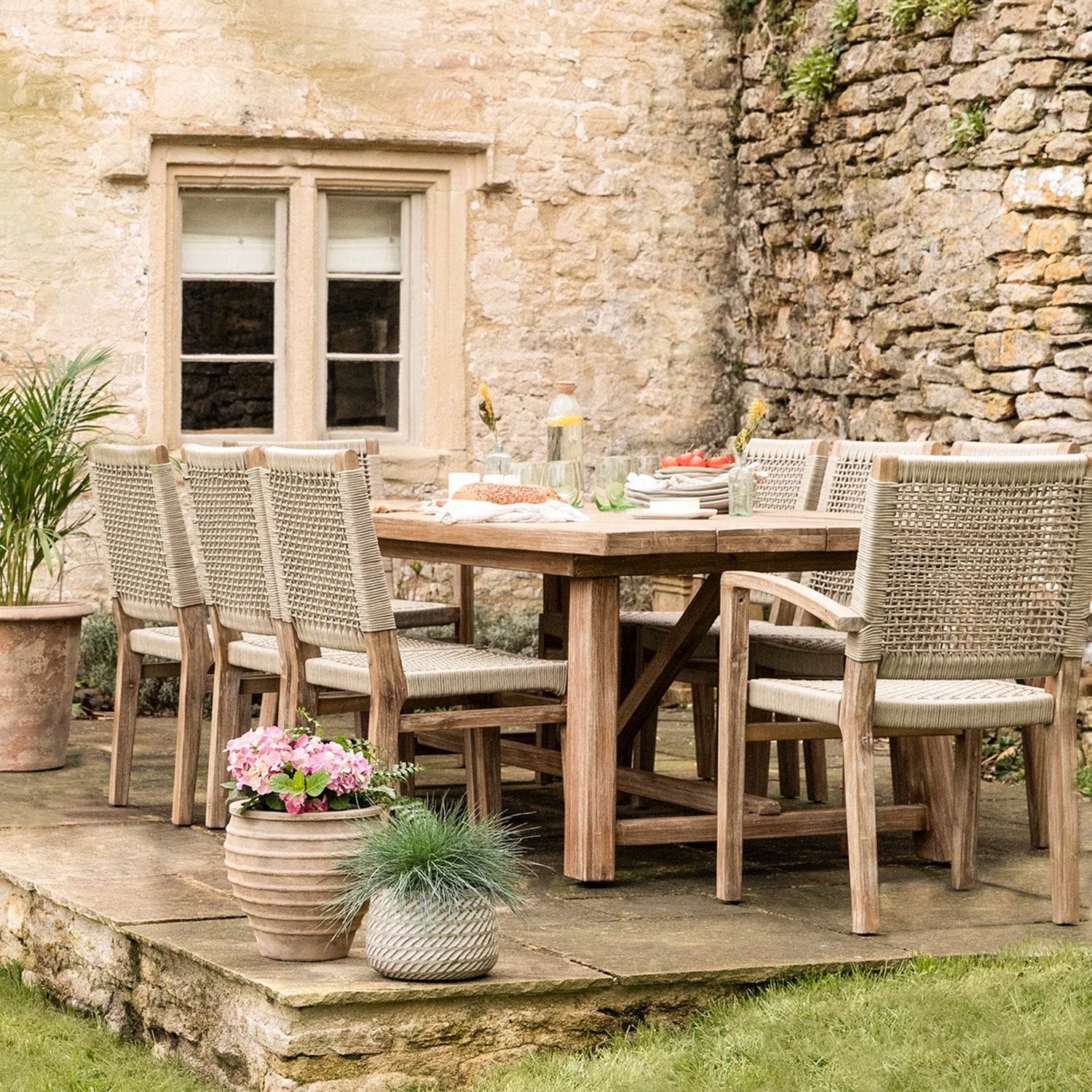 Chilford Solid Table & Dining Chair Set - Acacia Wood, Natural, Large