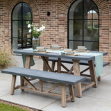 Chilford Table & Bench Set - Acacia Wood & Polystone, Grey, Small
