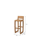 Dashwood Bar Stool With Back - Reclaimed Teak, Natural, Set of 2