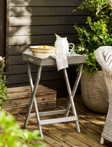 Letcombe Butlers Tray & Stand - Acacia Wood, Whitewash