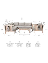 Porthallow Corner Sofa Set - Acacia Wood, Natural