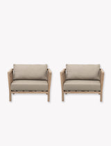Porthallow Armchairs - Acacia Wood, Natural, Set of 2