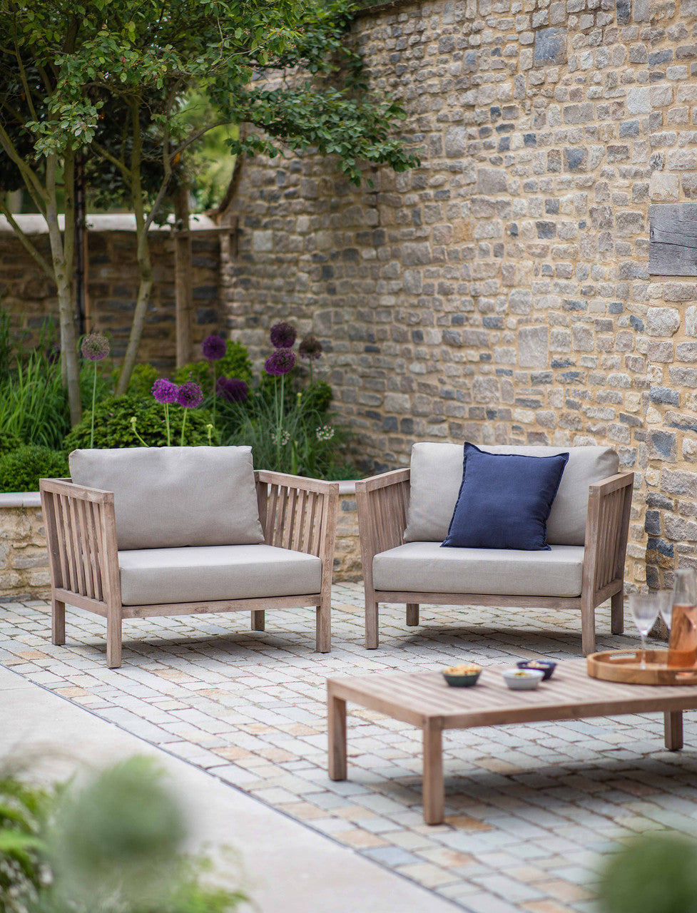 Porthallow Armchairs - Acacia Wood, Natural, Set of 2
