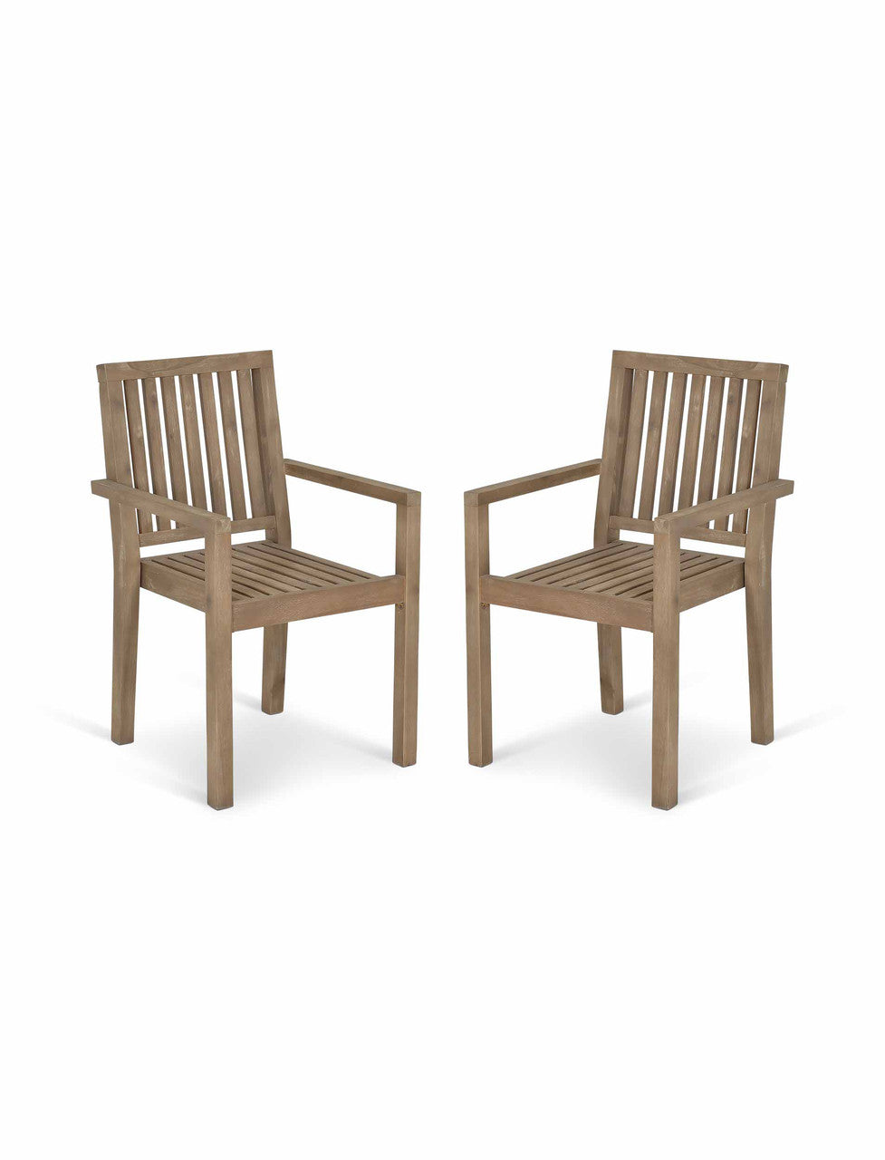 Porthallow Dining Chairs With Arms - Acacia Wood, Natural, Set of 2