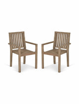 Porthallow Dining Chairs With Arms - Acacia Wood, Natural, Set of 2