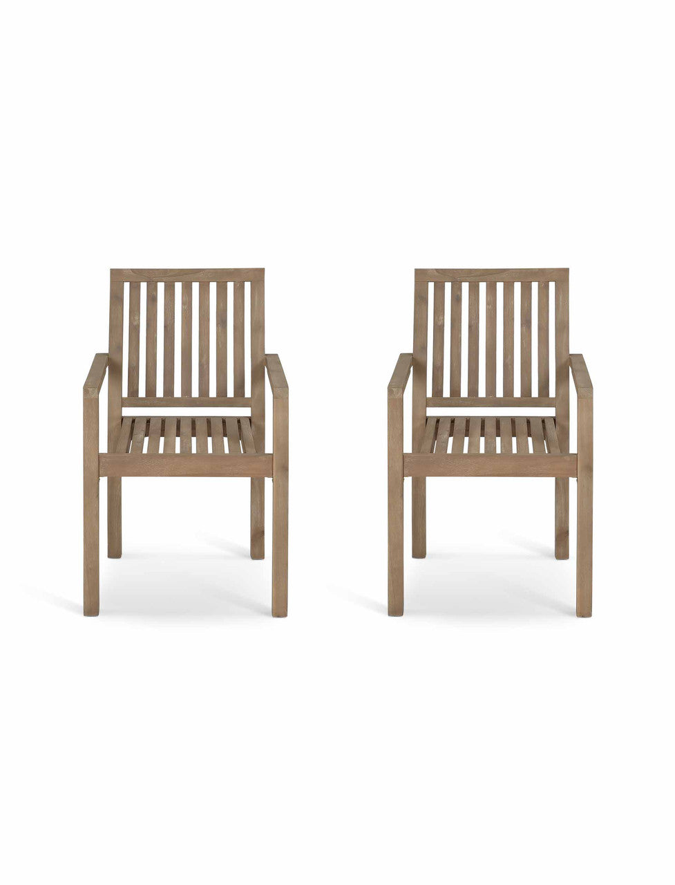Porthallow Dining Chairs With Arms - Acacia Wood, Natural, Set of 2