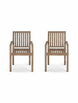 Porthallow Dining Chairs With Arms - Acacia Wood, Natural, Set of 2