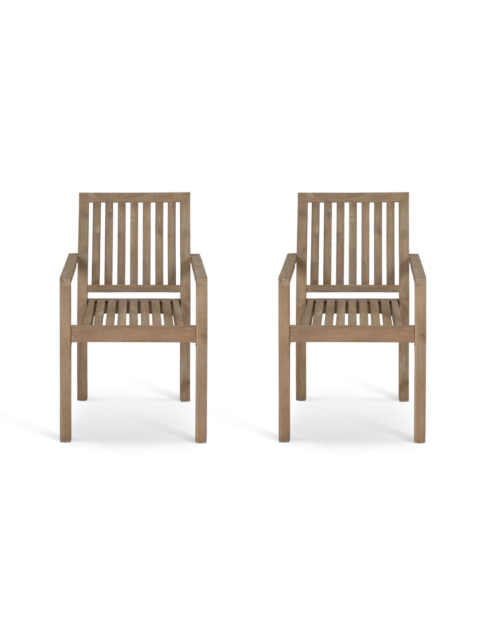 Porthallow Dining Chairs With Arms - Acacia Wood, Natural, Set of 2