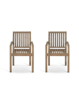 Porthallow Dining Chairs With Arms - Acacia Wood, Natural, Set of 2